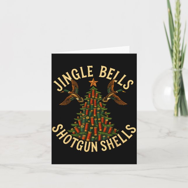 Jingle Bells Shotgun Shells Funny Hunting Christma Card (Front)