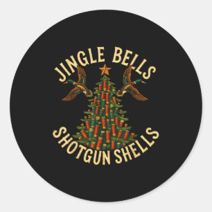 Jingle Bells Shotgun Shells Funny Hunting Christma Classic Round Sticker