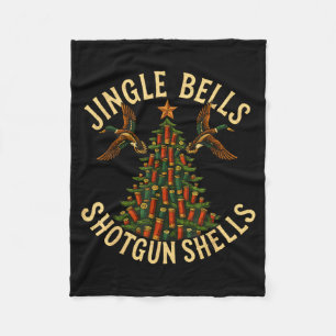 Jingle Bells Shotgun Shells Funny Hunting Christma Fleece Blanket