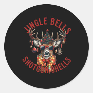 Jingle Bells Shotgun Shells Funny Hunting Hunter  Classic Round Sticker