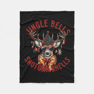 Jingle Bells Shotgun Shells Funny Hunting Hunter  Fleece Blanket