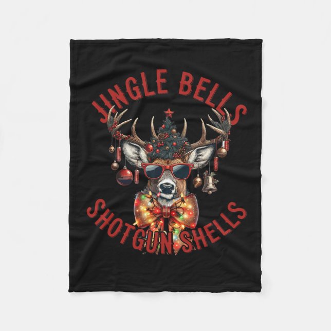 Jingle Bells Shotgun Shells Funny Hunting Hunter  Fleece Blanket (Front)