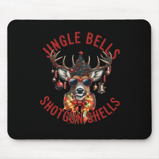 Jingle Bells Shotgun Shells Funny Hunting Hunter  Mouse Pad (Front)