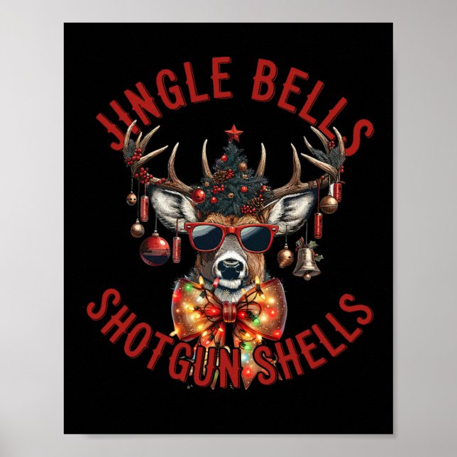 Jingle Bells Shotgun Shells Funny Hunting Hunter  Poster (Front)