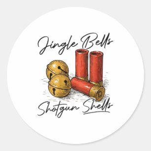 Jingle Bells Shotgun Shells (on Back)  Classic Round Sticker