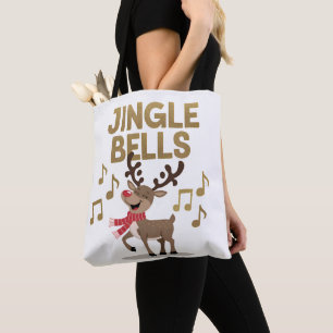Jingle Bells Singing Reindeer Tote Bag
