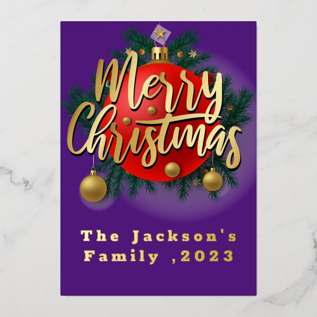 Jingle Bells Winter Branch Snowflake Christmas Foil Holiday Card (Front)