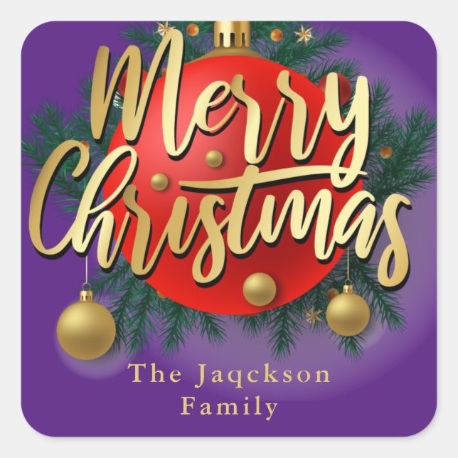 Jingle Bells Winter Branch Snowflake Christmas Square Sticker (Front)