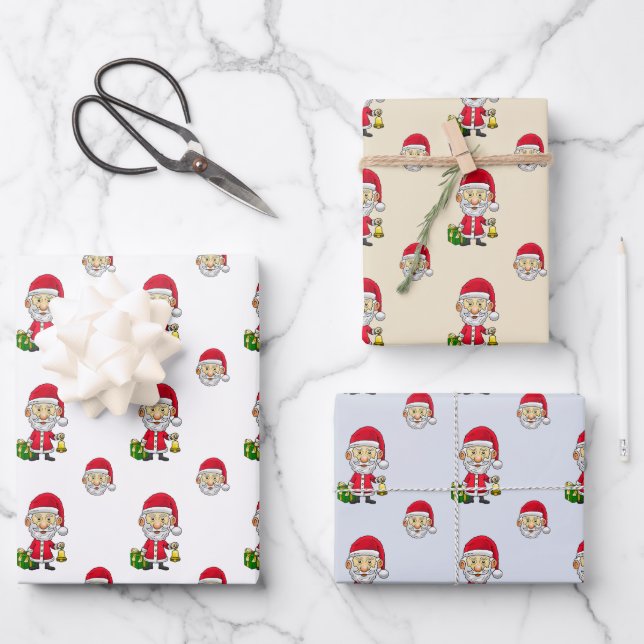 Jingle Bells with Santa Wrapping Paper Sheet (Front)