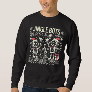 Jingle Bots Festive Holiday Robots with Santa Hats Sweatshirt