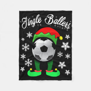 Jingle Byllers Christmas Soccer Footbyll Elf Fleece Blanket