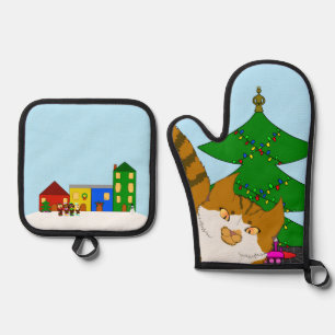 Jingle Claws Fun Holiday Kitchen Set Potholders