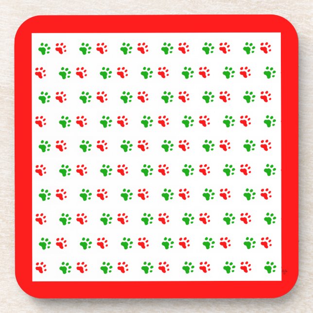 Jingle Claws Holiday Pawprint Coaster Set of 6 (Front)