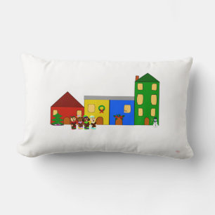 Jingle Claws Train Town Christmas Throw Lumbar Pillow