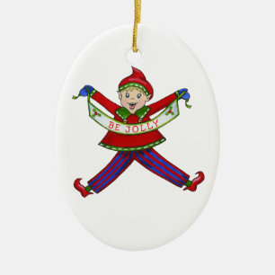 Jingle Elves "Jolly" Ceramic Ornament