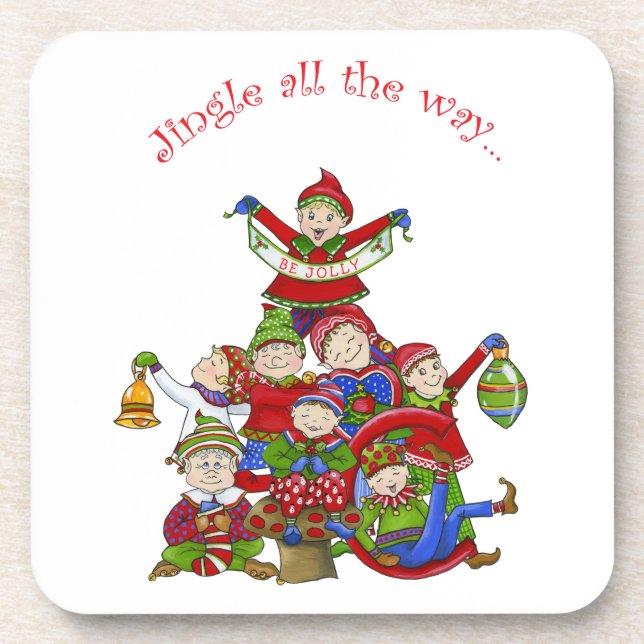 Jingle Elves (Set two) Coaster (Front)