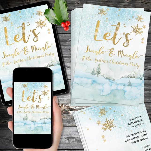 Jingle et Michigan Winter Woodland Invitation de l (Jingle & MIngle Winter Woodland Party Invite for printing and instant download.)