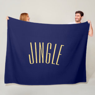 JINGLE Festive Modern Text On Dark Navy Blue Fleece Blanket