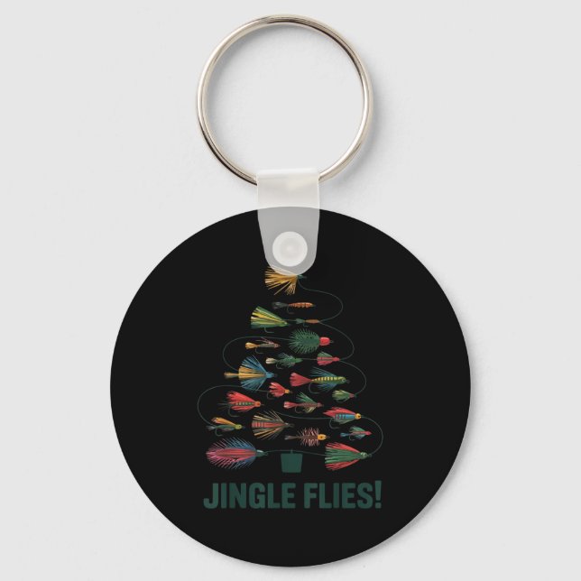 Jingle Flies Funny Fly Fishing Lure Christmas Paja Keychain (Front)