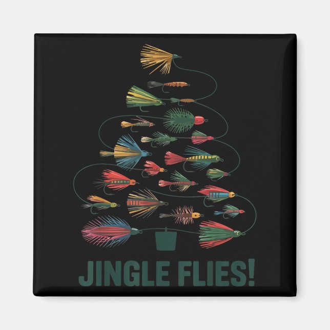 Jingle Flies Funny Fly Fishing Lure Christmas Paja Magnet (Front)