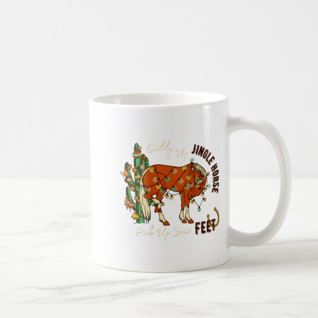 Jingle Funny Horse Ck Up Your Feet Cactus Western, Coffee Mug (Right)