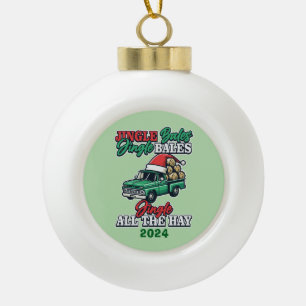 Jingle Hay Bales Ceramic Ball Christmas Ornament