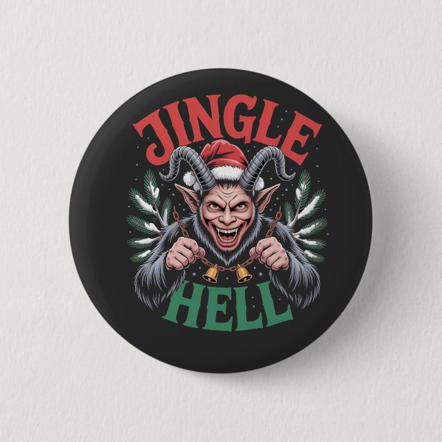 Jingle Hell Christmas Krampus Evil Xmas  2 Inch Round Button (Front)