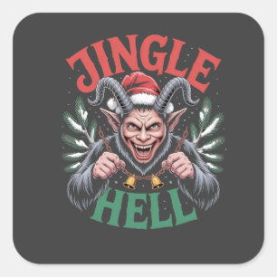 Jingle Hell Christmas Krampus Evil Xmas  Square Sticker