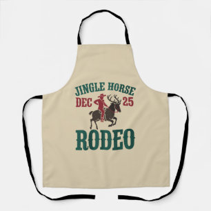 Jingle Horse Dec 25 Rodeo Cowboy Xmas Cowgirl Apron