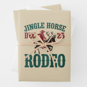Jingle Horse Dec 25 Rodeo Cowboy Xmas Cowgirl Wrapping Paper Sheet