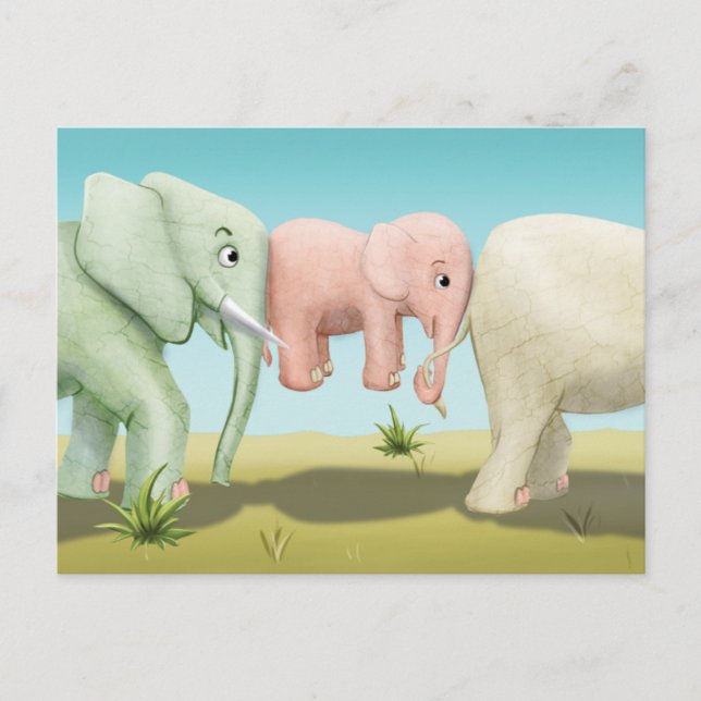 Jingle Jingle Little Gnome Elephants Postcard (Front)