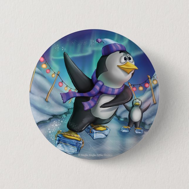 Jingle Jingle Little Gnome Party Penguin Button (Front)