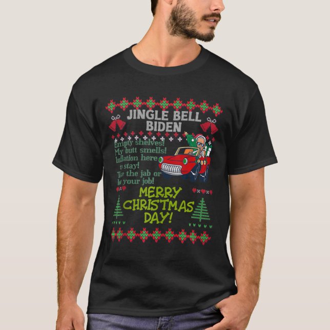 Jingle Joe Biden Xmas Carol Trump Ugly Christmas S T-Shirt (Front)