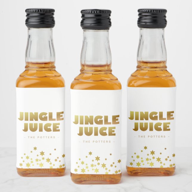 Jingle Juice | Fun Christmas White & Gold Mini Liquor Bottle Label (Bottles)
