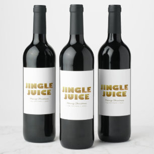 Jingle Juice   Fun Christmas White & Gold Wine Label