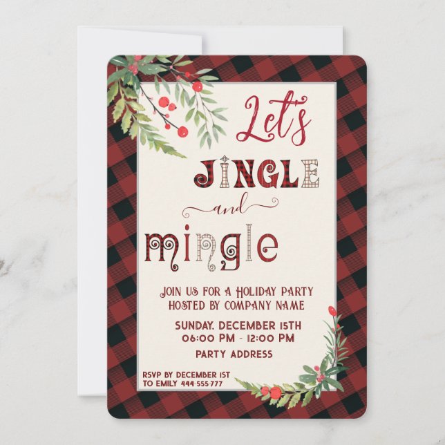 Jingle & mêler fête de vacances invitation d'entre (Devant)