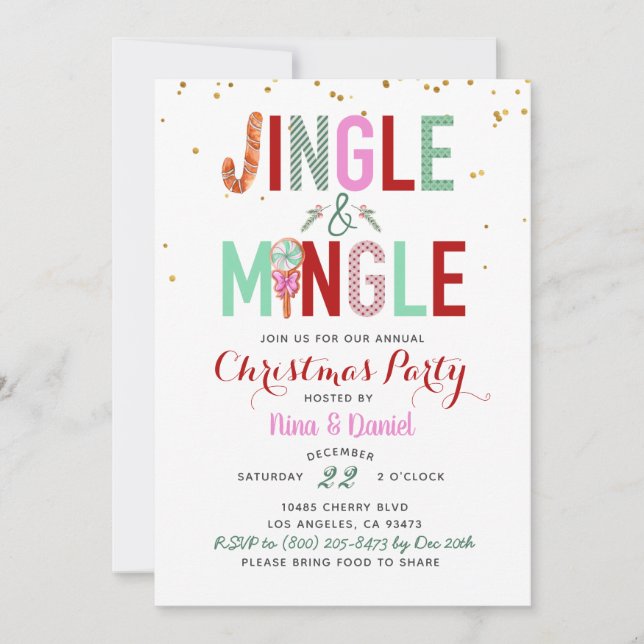 Jingle & Mingle Christmas Party Invitation (Front)