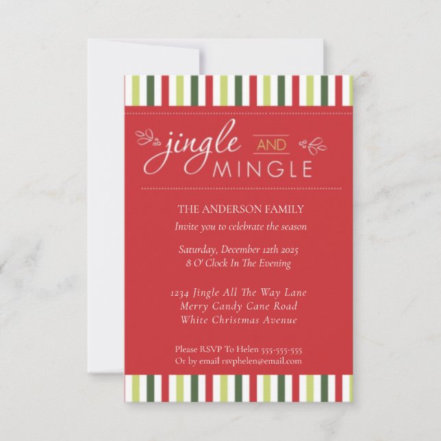 Jingle & Mingle! Christmas Party Seasonal Fun Invitation (Front)