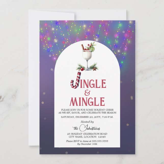 Jingle & Mingle Cocktail Holiday Party Invitation (Front)