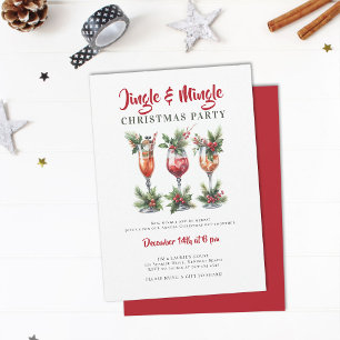 Jingle Mingle Festive Cocktails Christmas Party Invitation