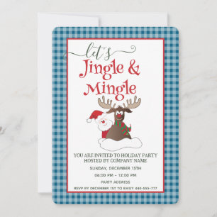 Jingle Mingle funny Santa reindeer  holiday party  Invitation