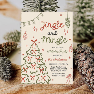 Jingle & Mingle Hand Drawn Christmas Holiday Party Invitation