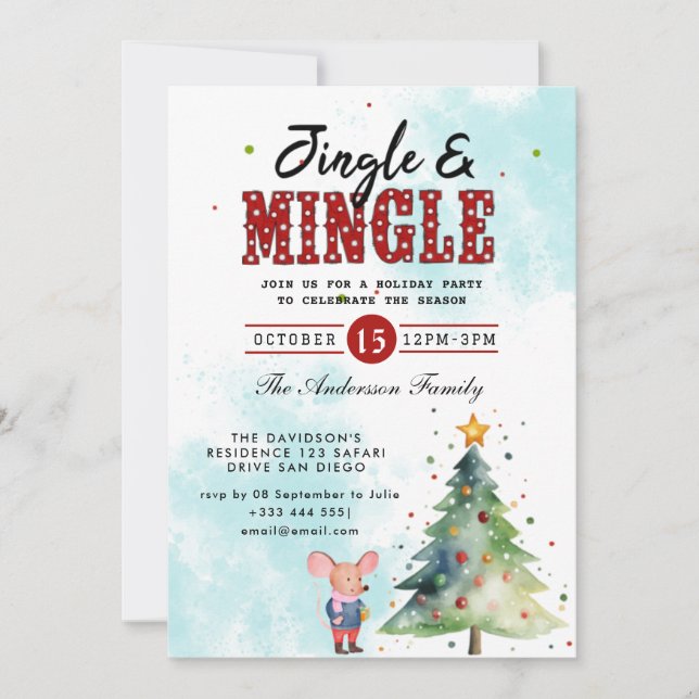 Jingle & Mingle Holiday Party Invitation (Front)