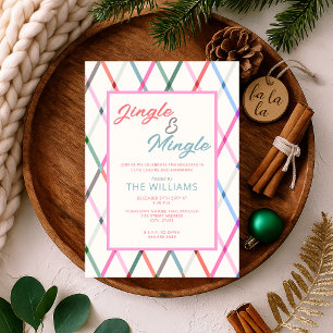 Jingle Mingle Pastel Chequered Pattern Christmas Invitation