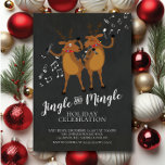 Jingle & Mingle Reindeer Holiday Party Invitation<br><div class="desc">Cute Mingle & Jingle Dancing Reindeer Holiday Party Invitation set on a popular chalkboard background.</div>