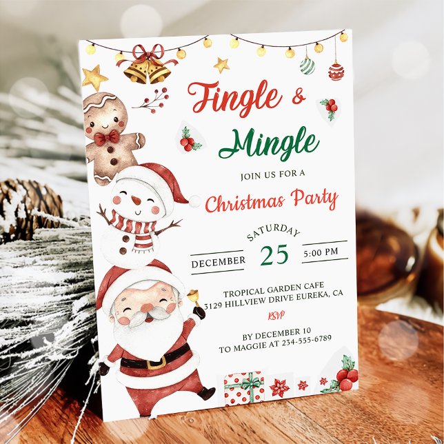 Jingle & Mingle Santa Christmas Party Invitation (Creator Uploaded)