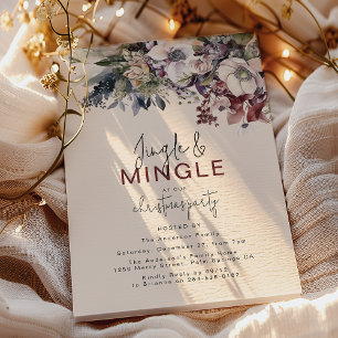 Jingle & Mingle Winter Floral Christmas Party Invitation