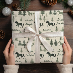 Jingle Neighs” Horse Wrapping Paper   Custom Name 