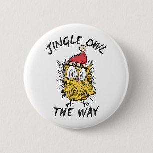 Jingle Owl the way Funny Santa Owl 2 Inch Round Button