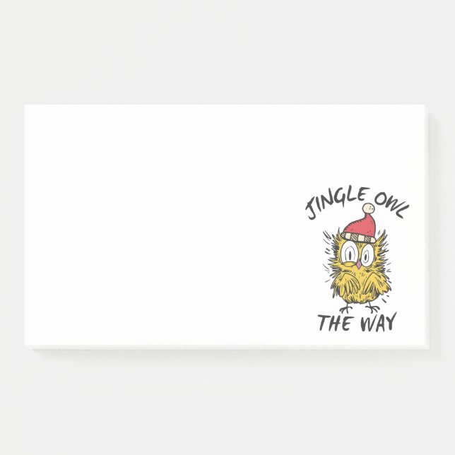 Jingle Owl the way Funny Santa Owl Post-it Notes (Front)